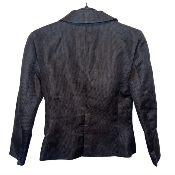Ann Taylor Black Linen Blend Button-Front Blazer Sz 2 Crop Career Officecore - Picture 4 of 12